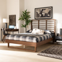 Baxton Studio Lucie-Ash Walnut-Queen Baxton Studio Lucie Modern and Contemporary Walnut Brown Finished Wood Queen Size Platform Bed